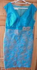 NEU MIT ETIKETT LINEA RAFFAELLI ANLASS KLEID, Gr. 16 DESIGNERKLEID, SCHÖNE APPLIKATION