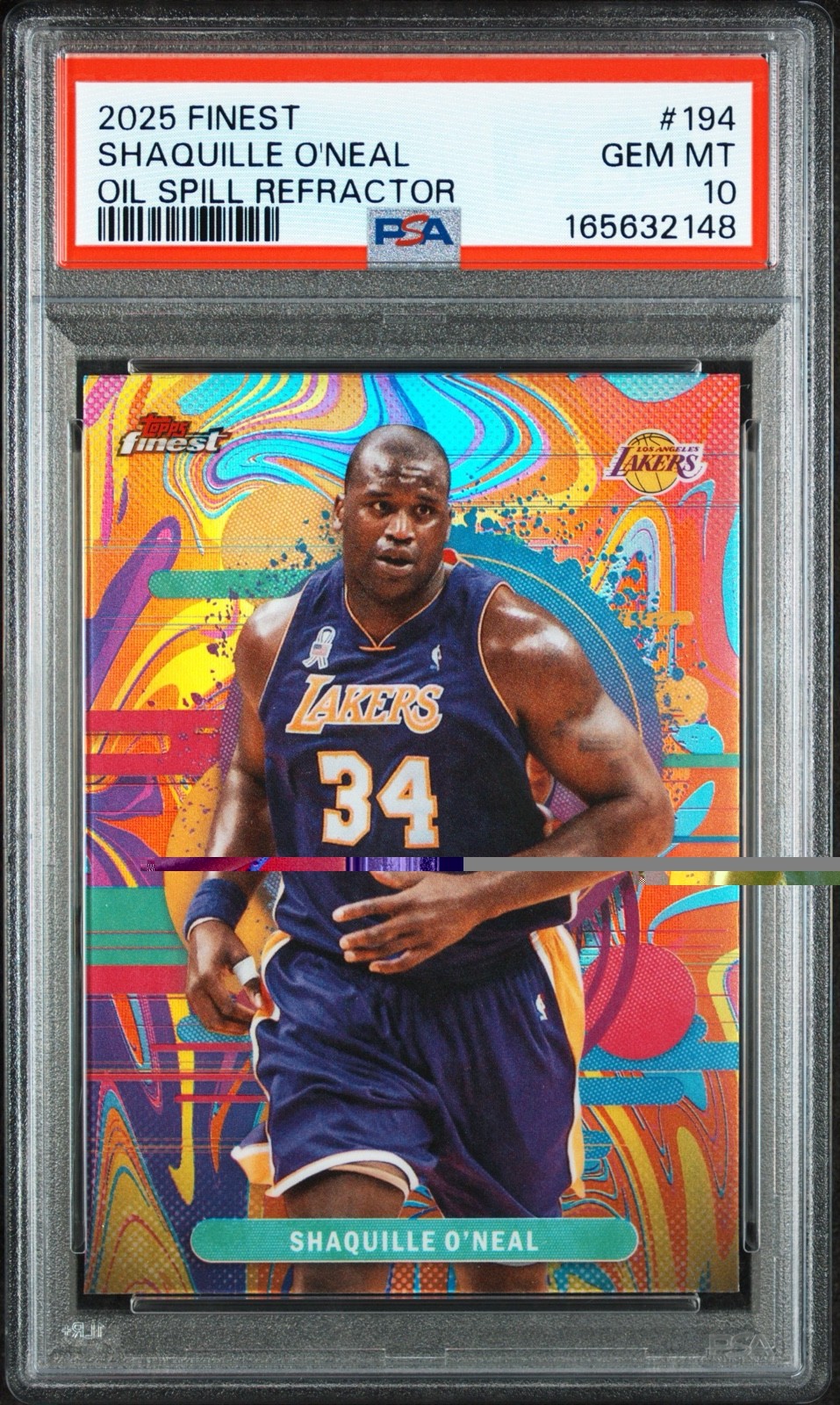 2025-26 Topps Finest - Uncommon Shaquille O'Neal #194 Oil Spill Refractor PSA 10