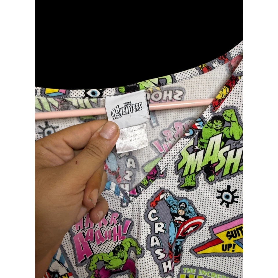 Vintage 90s Y2K Marvel Avengers Scrubs All Over Print USA Sz: 3XL E7 - Image 4 of 4