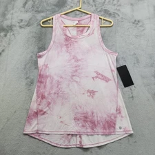 NEW 90 Degree by Reflex Tank Womens M Pink Tie Dye Racerback Split Hem Tie Back