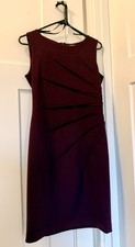 Calvin Klein Sheath Dress Women’s 8 Plum Purple Pleated Lined Work Cocktail