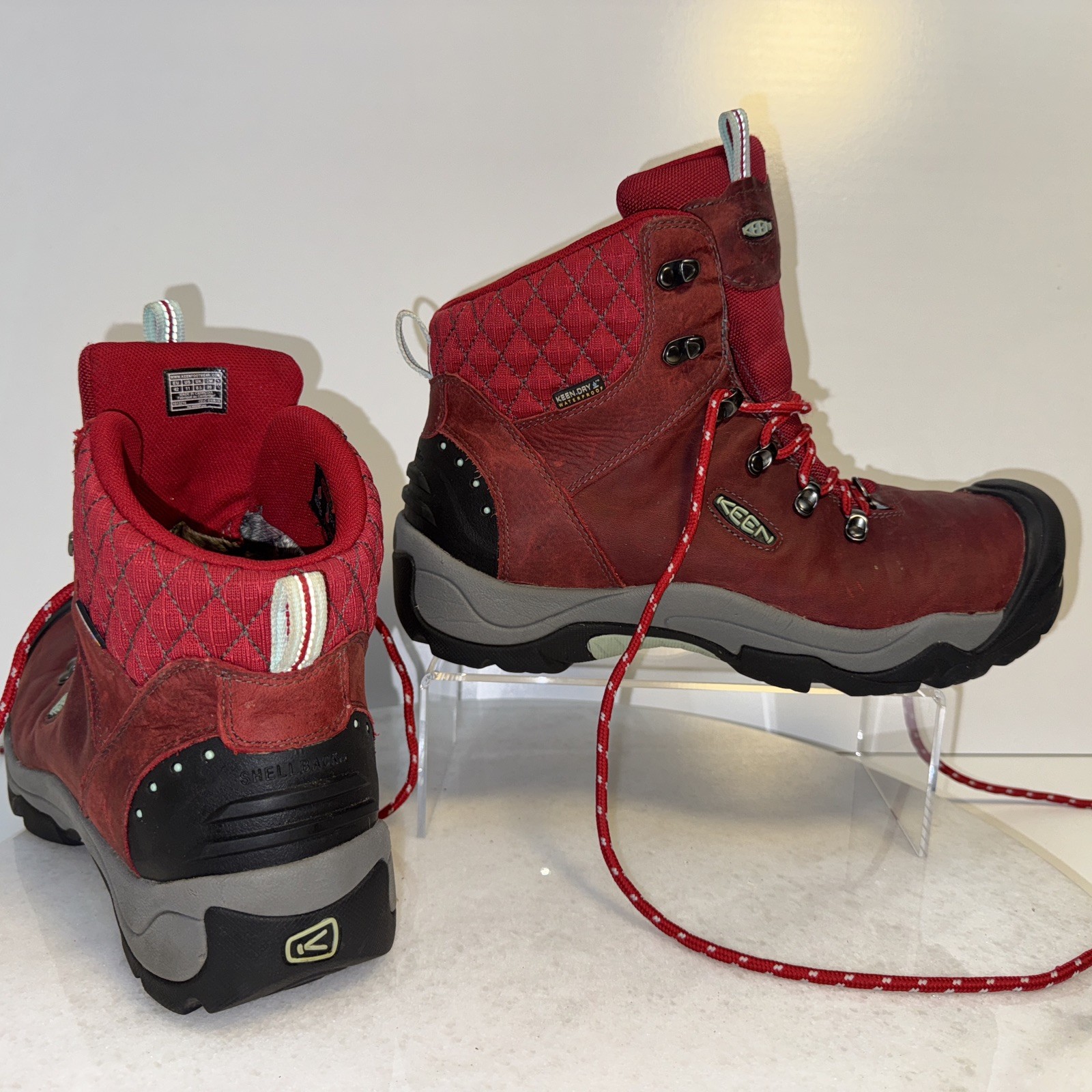 Scarpe stivali alti Keen donna ROSSO outdoor escursionismo impermeabili pelle taglia 11