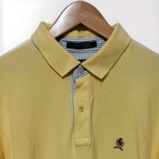 Vintage Tommy Hilfiger Mens Polo Shirt Large Yellow Short Sleeve Embroidered