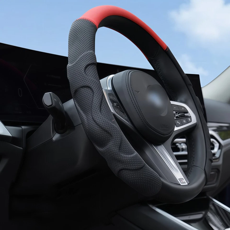 For Chevrolet Luxury Leather Car Steering Wheel Cover 15" Breathable Non-Slip - Image 4 of 4