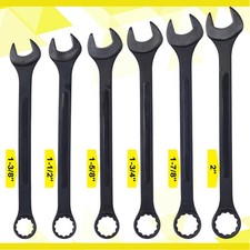 Extra Large Jumbo Combination Wrench Set Sae 1-38 To 2 6-piece Black Oxide