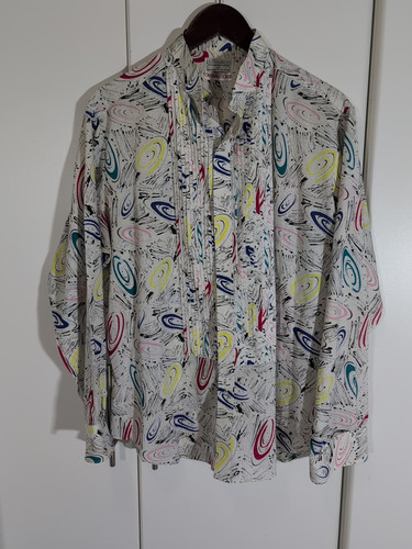 Vintage L&M Moden Hemd Herren Large Smoking Style Outrageous Bunt S3 Ansehen - Bild 1 von 7