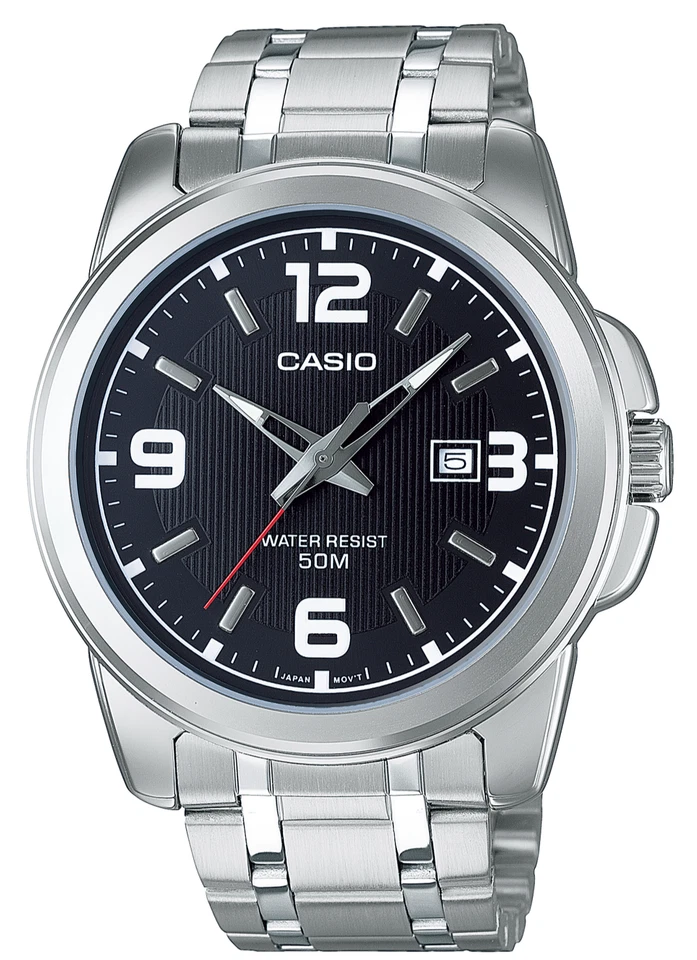Casio MTP-1314D-1AV Analog Men's Watch 50m Water Resistant Date Black Dial Steel