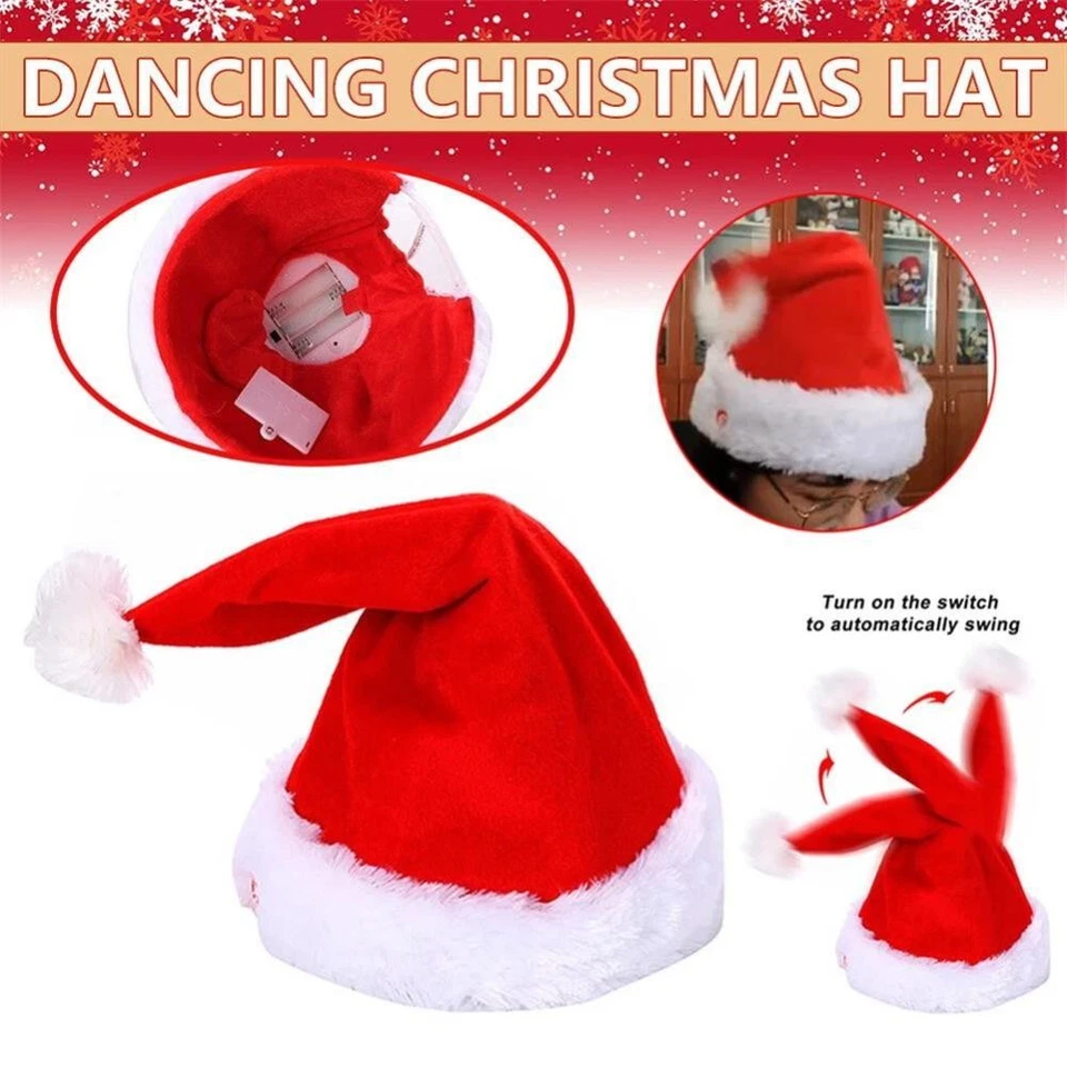 2PCS Merry Christmas Singing Dancing Moving Santa Hat Funny Hat Xmas Gift AU - image 4 of 4