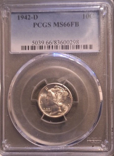 1942 D Mercury Dime PCGS MS66 FB high grade.