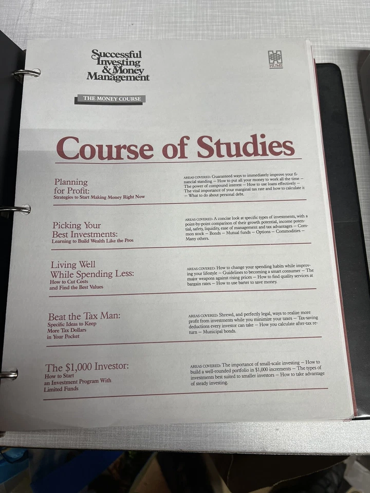 HUME Successful Investing Money Management THE MONEY COURSE Binder and Audio SET - Image 4 of 4