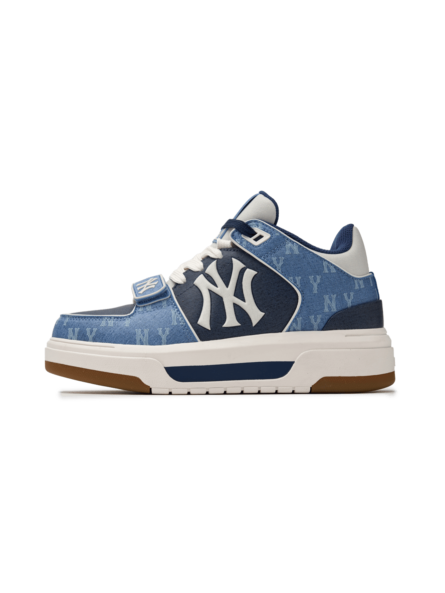 スニーカー MLB Korea Chunky Liner Denim Basic NY Blue 3ASXCVT4N-50BLS MLB Chunky Liner Mid Denim Classic Monogram Sneakers Shoes