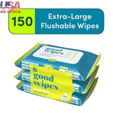 Flushable Butt Wipes Plant Based Hypoallergenic Shea Scented 150 Wipes 3 Pack US