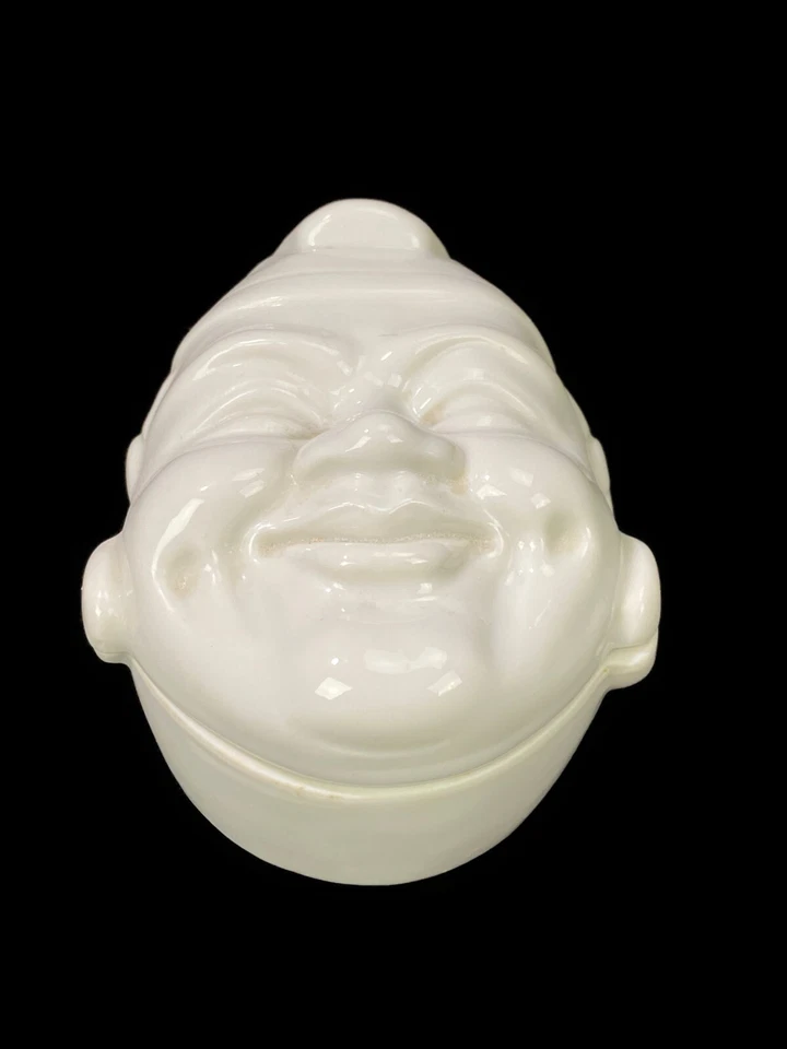 Máscara Arte Facial Baratija Feliz Paz Hombre Buda Asiático Porcelana Blanco 2 Piezas Foto 2 de 4