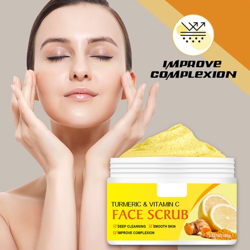 Vitamin C And Turmeric Face Scrub Cream Organics Microdermabrasion Facial Scrub - Picture 10 of 12