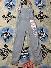 Nike Sportswear Jumpsuit Gray Cotton Girl's S Overalls AQ8909-445 
