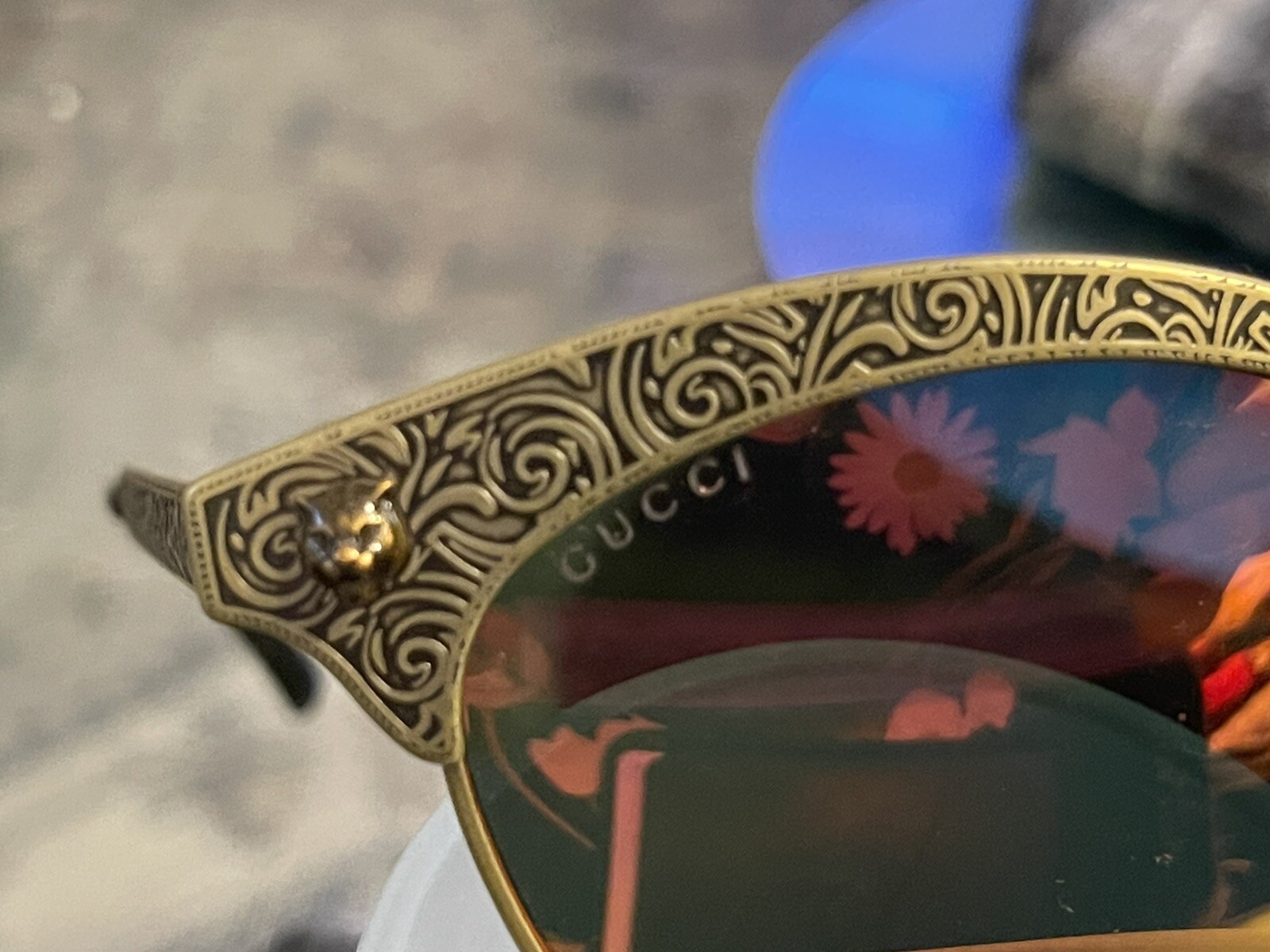 GUCCI  Orange Cat Eyes  Rectangular Sunglasses As… - image 3