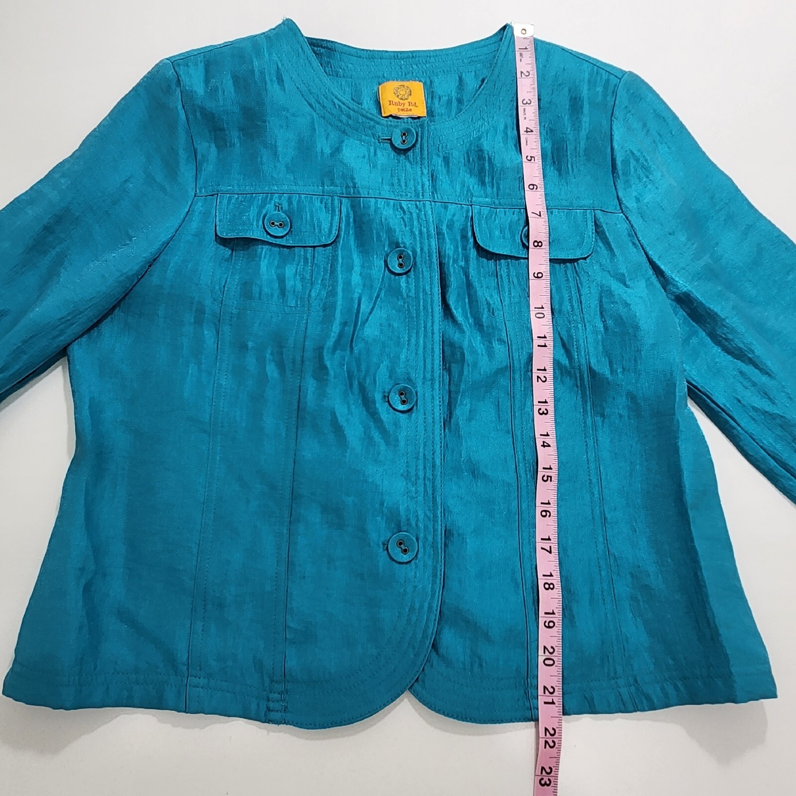 Ruby Rd. Aqua Blue/Green Button Down Jacket Blaze… - image 7