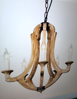 Parrot Uncle 5-Light Wood Farmhouse Candle Style Empire Chandelier BB8805-5110V