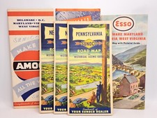VTG SET OF 5 SUNOCO ESSO AMOCO OIL CORP ROAD MAPS W/ SCENIC TRAVEL GUIDES