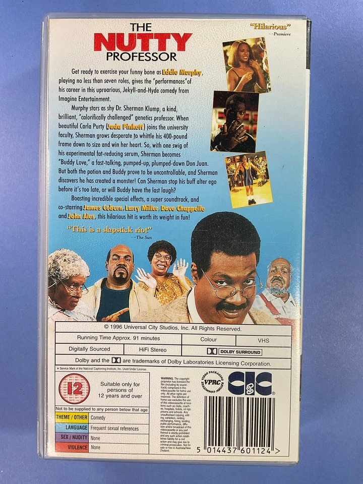 The Nutty Professor Film, VHS Video Tape, PAL, Eddie Murphy Cert 12 Movie - Изображение 2 из 2