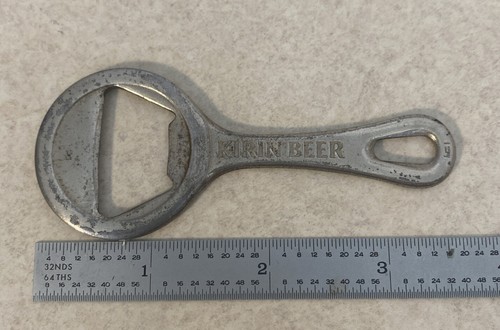 Vintage KIRIN BEER Bottle Opener Metal 3.5" Silver Bar Tool Round - Japan Beer