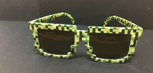 Minecraft Style 3D Blocks Green Mosaic Funny Glasses  Durable Game Accessory - Picture 1 of 5