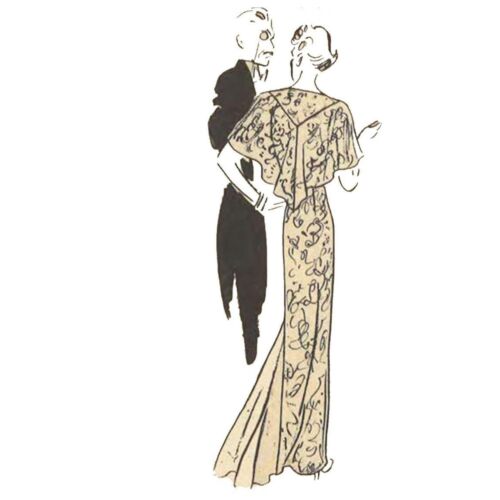 Patrón de costura de los años 30: vestido de noche y chal Vogue - busto = 42"" (106,7 cm) - Imagen 2 de 2