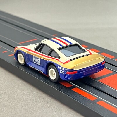 AFX Porsche 961 #203 White 0002 HO Slot Car Turbo Chasis Tomy