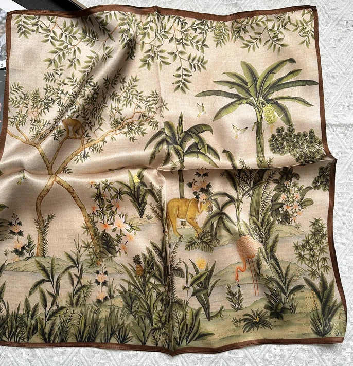 100% шелк шелковицы 20 «квадратный шарф женщин шейный платок надежном животных джунглей печати - Изображение 2 из 4