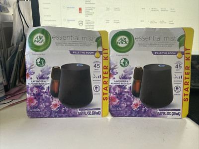 LOT OF 2 Air Wick Essential Oil STARTER KIT LAVENDER AND ALMOND BLOSSOM U19