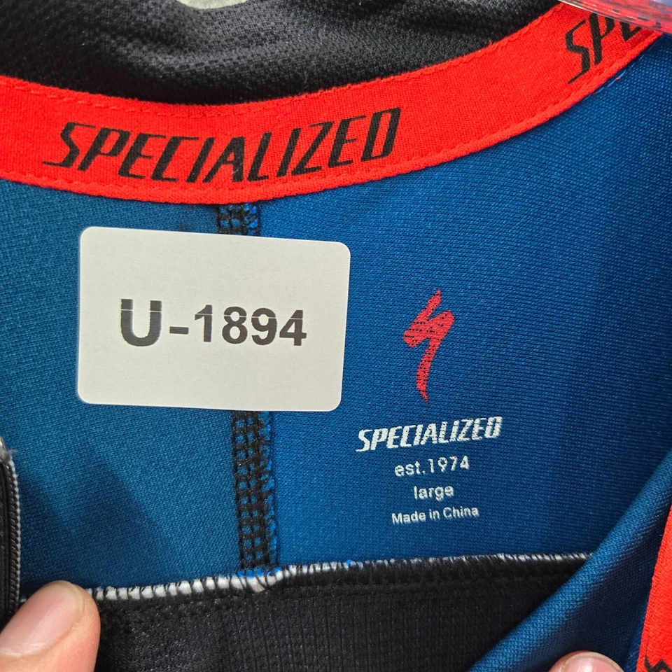 Camiseta deportiva Specialized para hombre grande azul camiseta de ciclismo bloques de colores cremallera completa Foto 2 de 4