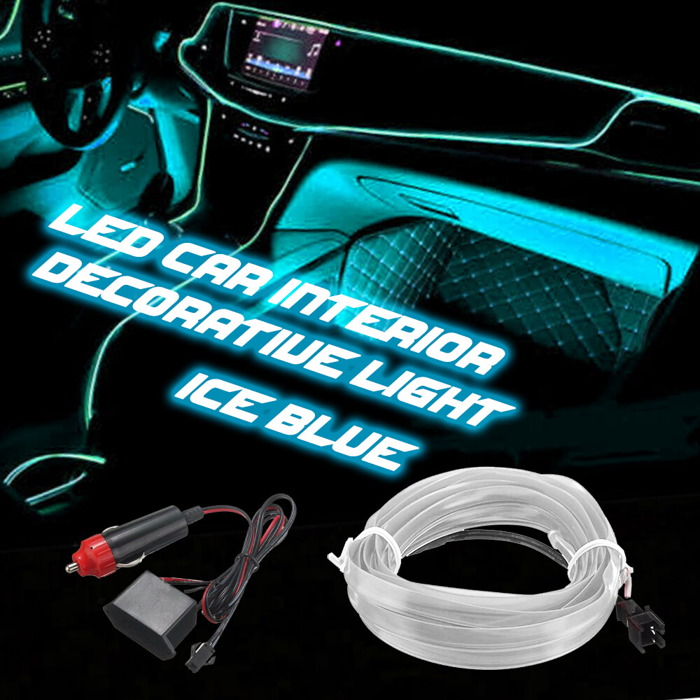 2M Ice Blue LED Car Interior Decorative Atmosphere Wire Strip Light Lamp S