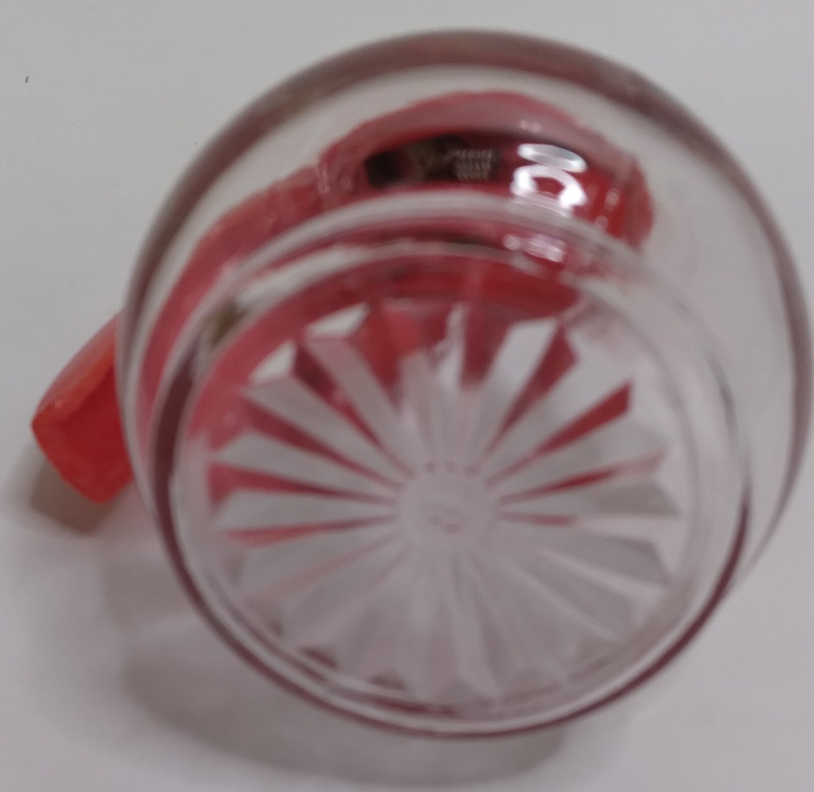 Retro Vintage Glass Small Syrup Dispenser Plastic Red Top 3 3/4" Tall