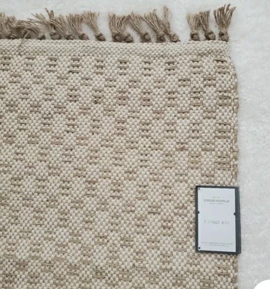 34" x 20" Jute Check Printed Kitchen Rug Natural - Threshold - Image 3 of 4