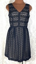 New With Tag Reg $118 Loft Ann Taylor Black Lace Dress V Neck Size 4 Fully Lined