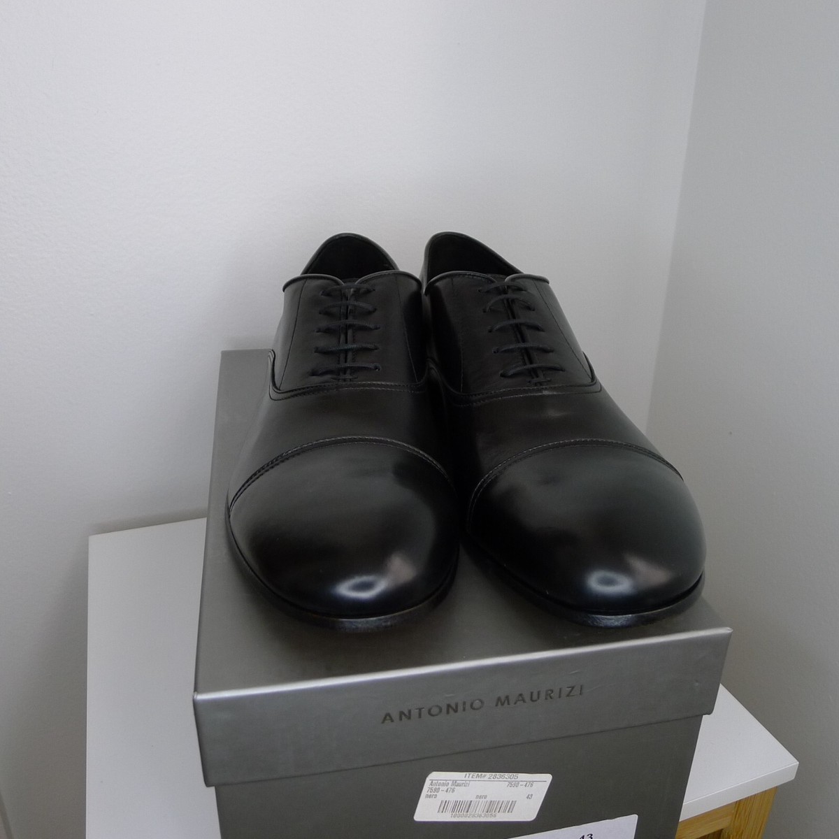 Antonio Maurizi Shoes Mens 10 Black Leather Oxford Lace Up Cap Toe Brogue Italy Antonio Maurizi Black Color Lace Up Oxford shoes - Overstock  main image 2
