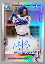 2021 BOWMAN CHROME MAXIMO ACOSTA AUTO REFRACTOR /499 #CPA-MA