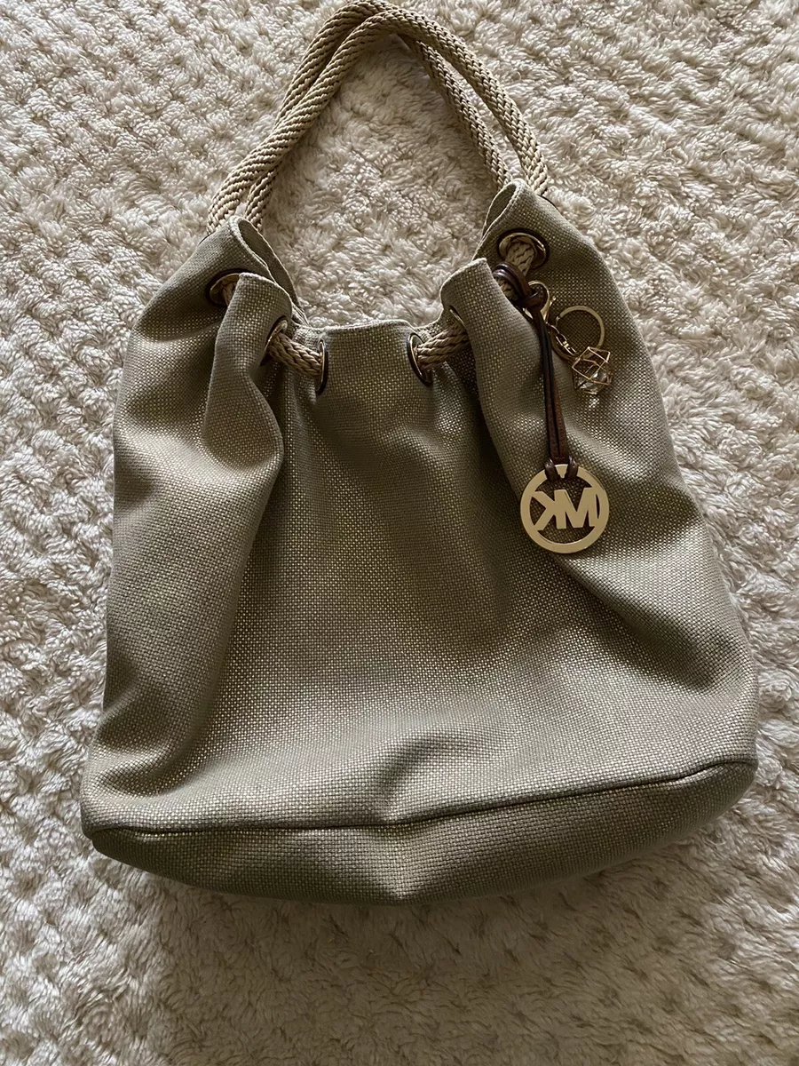 Michael Kors Fulton Canvas Shoulder Tote Large Brown Gold