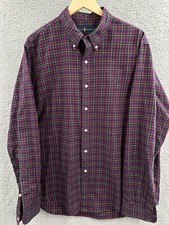 Ralph Lauren Red Navy Plaid Classic Long Sleeve Shirt Green Pony Men  s XL