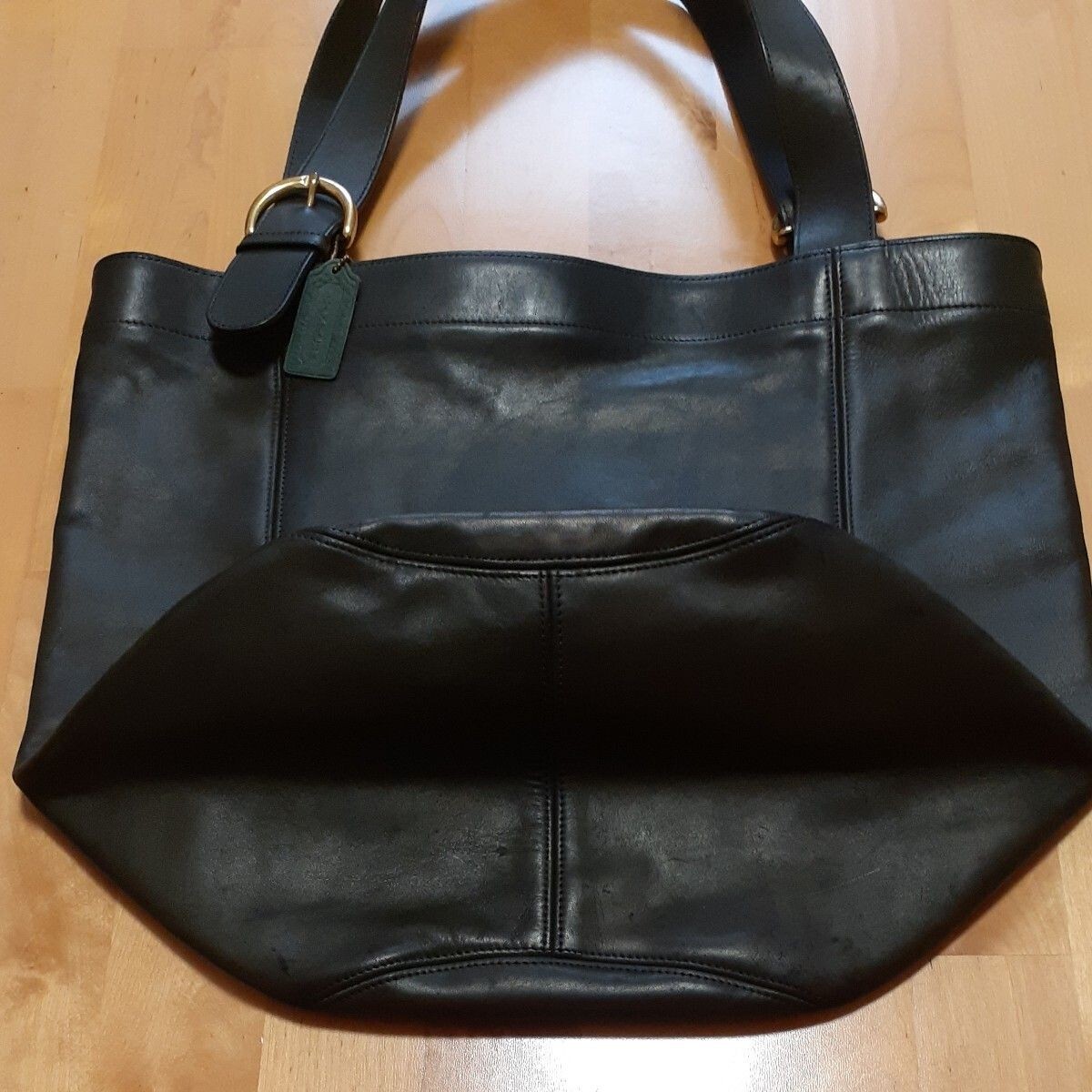 Old Coach 4082 Tote Bag Dark Green Leather Made in Costa