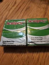 2 Packages Sculpey III Polymer Clay 2 Ounces-String bean green