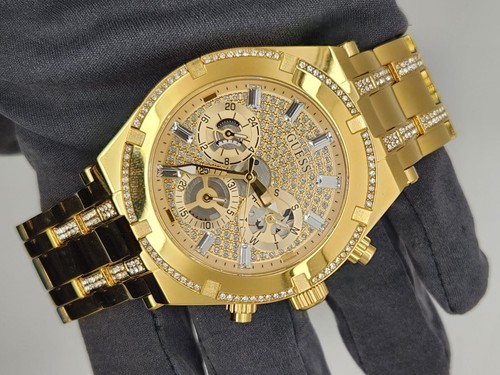 GUESS Men's Gold-Tone Multifunction Watch 44mm, Water Resistant, Free Shipping - Picture 2 of 6
