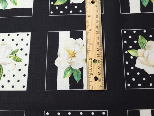 Magnolia Panel 30x42 Sandy Lyman Clough P&B Textiles Floral Black Blocks - Picture 7 of 7