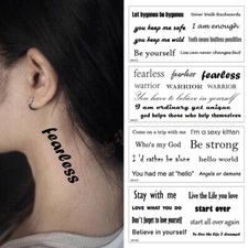 Temporary Tattoo Sticker Words Letters Pattern BodyArt Water Transfer Mini Size