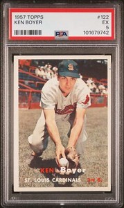 1957 TOPPS #122 KEN BOYER PSA 5