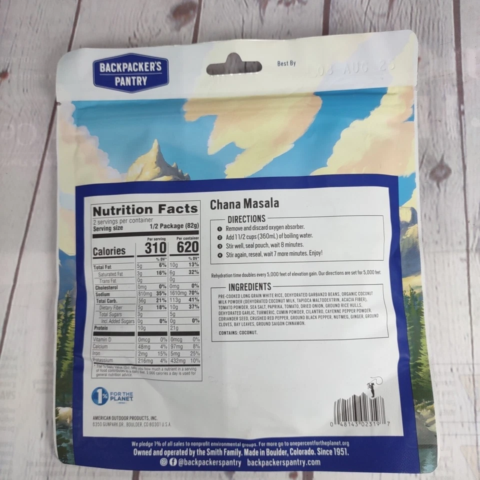 Bolsa de alimentos liofilizados despensa mochileros CHANA MASALA supervivencia emergencia MRE Foto 2 de 3