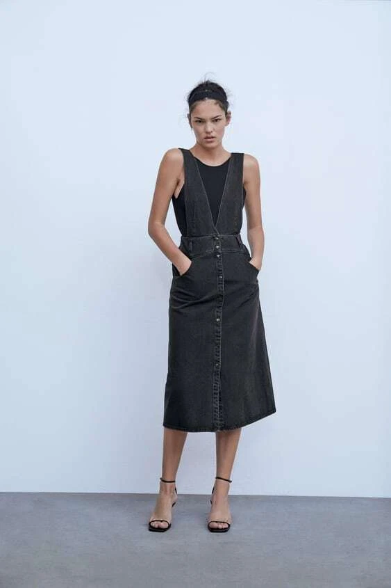 Denim pinafore dress zara discount