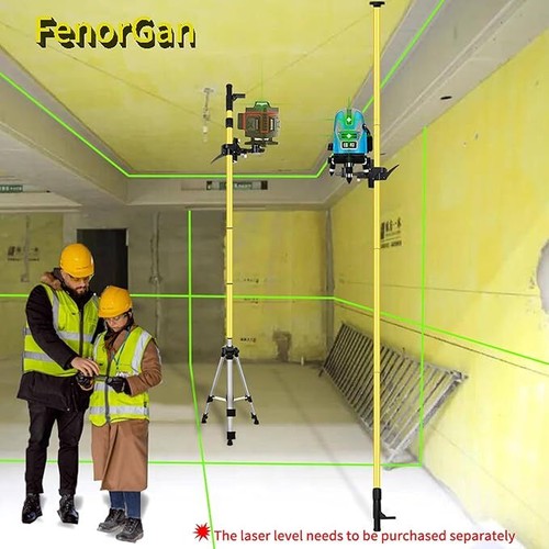 12Ft/3.7m Telescoping Pole w/Adjustable Laser Level Tripod For Rotary&Line Laser - Picture 6 of 16