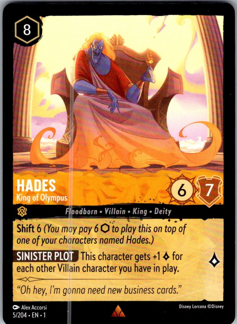 Hades - King of Olympus The First Chapter 5/204 Rare Lorcana Near Mint