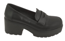 Koi Women's Platform Loafers Size 6 Black Chunky Sole Penny Strap Slip On Used